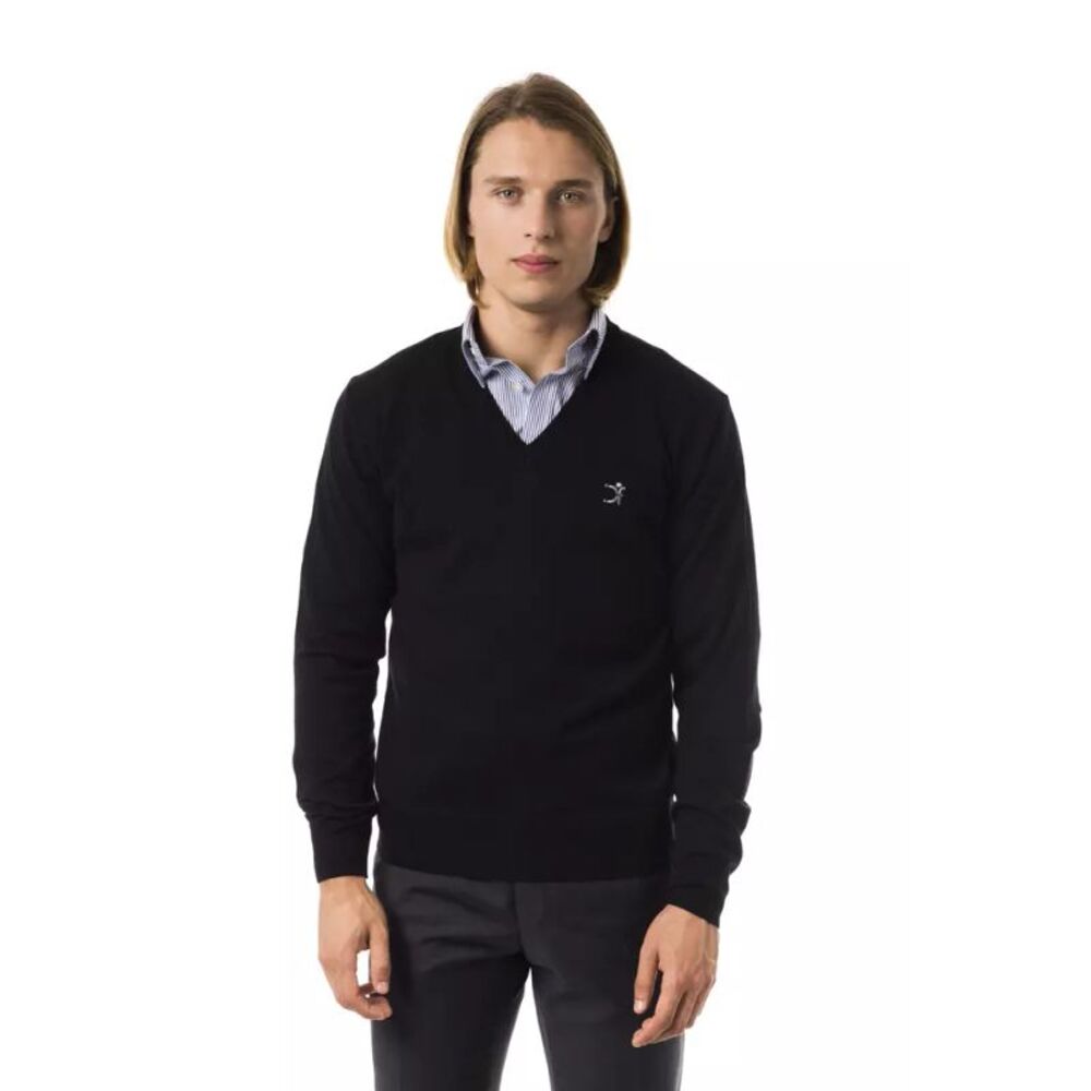 Uominitaliani Black Merino Wool Men Men's Sweater